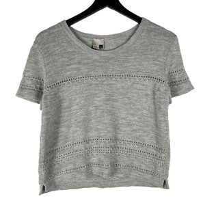 Studio Myr Mouse Merino Short Sleeve Jumper Sweater Lace Detail Natural Grey S
